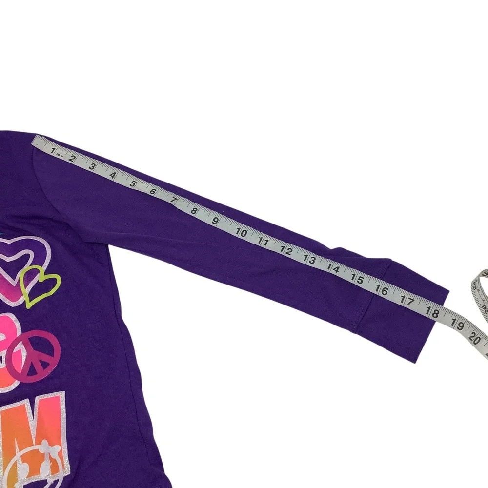 Girls Purple‎ Long Sleeve Love Peace Dream Graphic Casual Shirt Size M 7-8